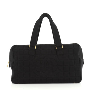 Chanel Chocolate Bar CC Bowler Bag Quilted Jersey Large