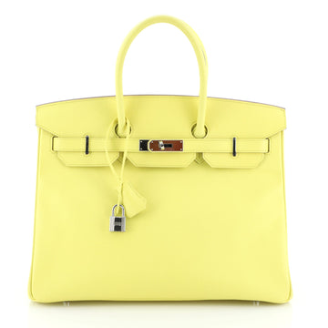 Birkin Handbag Soufre Epsom with Palladium Hardware 35