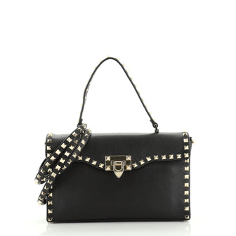 Valentino Rockstud Flip Lock Top Handle Bag Leather Small