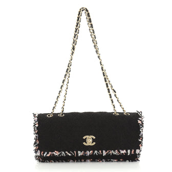 Chanel Fringe Chain Flap Bag Tweed East West