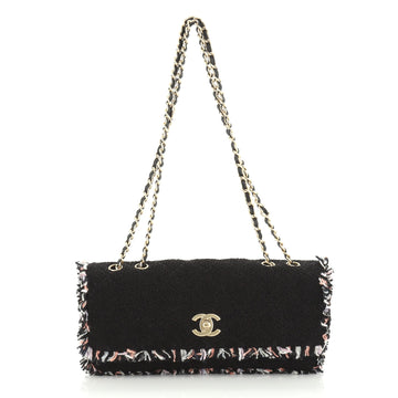 Chanel Fringe Chain Flap Bag Tweed East West