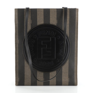 Fendi Pequin Shopping Tote Canvas and Leather Tall