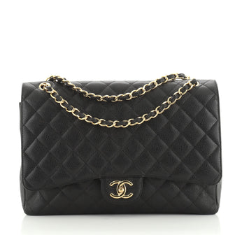 Chanel Classic Double Flap Bag Quilted Caviar Maxi