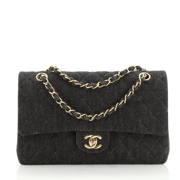 Chanel Vintage Classic Double Flap Bag Quilted Denim Medium