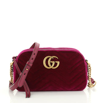 Gucci Small Gg Marmont 2.0 Matelasse Velvet Shoulder Bag - Purple