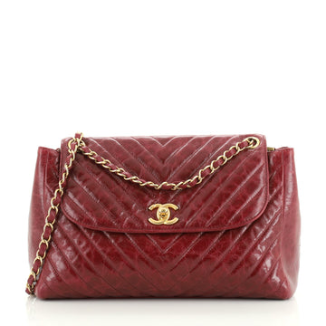 Chanel Classic CC Hampton Flap Bag Chevron Aged Lambskin Medium