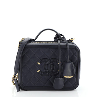 Chanel Filigree Vanity Case Quilted Caviar Medium