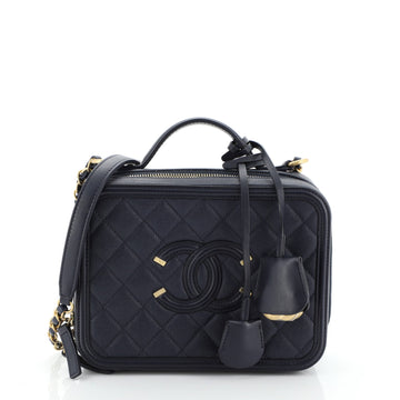 Chanel Filigree Vanity Case Quilted Caviar Medium