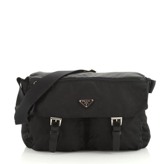 Prada Zip Buckle Messenger Bag Tessuto Medium