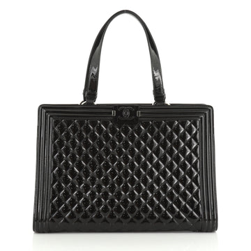 Chanel Boy Shopping Tote Quilted Plexiglass Patent Large