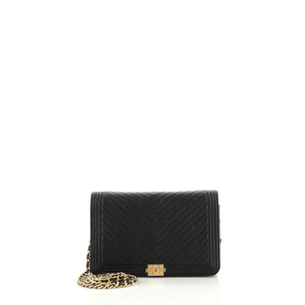 Chanel Boy Wallet on Chain Chevron Caviar 