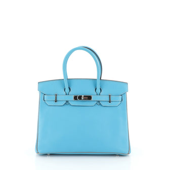 Hermes Birkin Handbag Bicolor Chevre Mysore with Palladium Hardware 30
