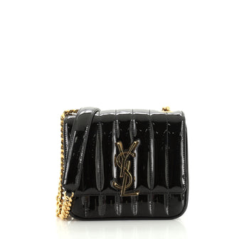 Saint Laurent Vicky Crossbody Bag Vertical Quilted Patent Small
