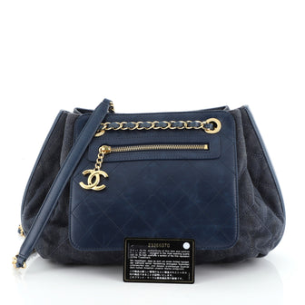 Chanel Drawstring Shoulder Bag Quilted Denim and Aged Calfskin Medium