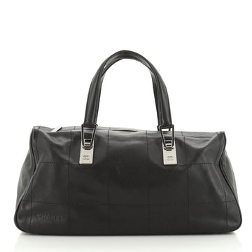 Chanel Square Stitch CC Boston Bag Quilted Leather Large