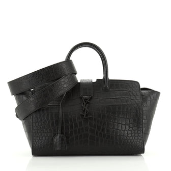 Saint Laurent Monogram Cabas Downtown Crocodile Embossed Leather Small