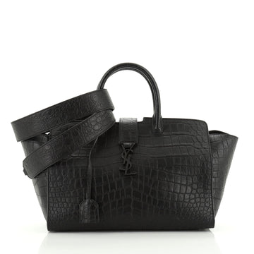 Saint Laurent Monogram Cabas Downtown Crocodile Embossed Leather Small