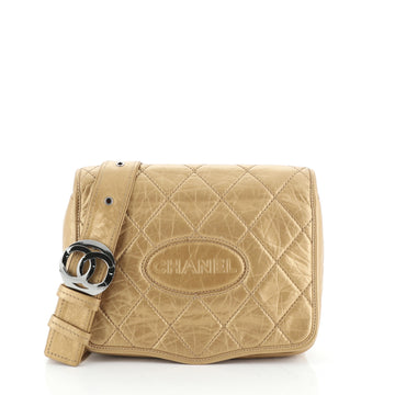 Chanel Vintage Logo Messenger Bag Quilted Aged Calfskin Small