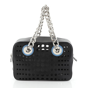 Prada City Fori Chain Shoulder Bag Perforated Calfskin Small