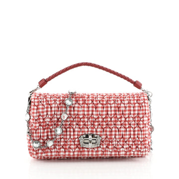 Miu Miu Crystal Clutch Matelasse Gingham Print Canvas Small