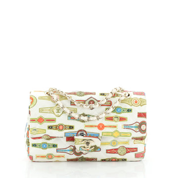 Chanel Cuba Classic Double Flap Bag Quilted Printed Satin Medium