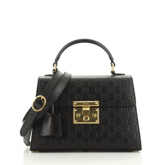 Gucci Padlock Top Handle Bag Guccissima Leather Small