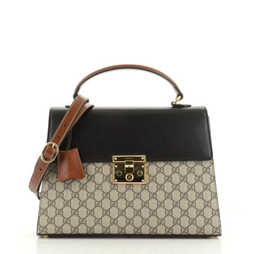 Gucci Padlock Top Handle Bag GG Coated Canvas and Leather Medium