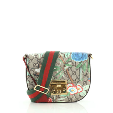 Gucci Padlock Saddle Shoulder Bag Tian Print GG Coated Canvas Medium