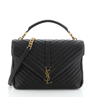 Saint Laurent Classic Monogram College Bag Matelasse Chevron Leather Large