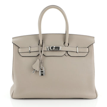 Hermes Birkin Handbag Grey Togo with Palladium Hardware 35