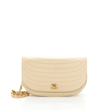 Chanel Vintage Crescent Flap Bag Horizontal Quilted Leather Medium