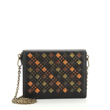 Bottega Veneta Flap Wallet on Chain Leather with Intrecciato Snakeskin Detail Small