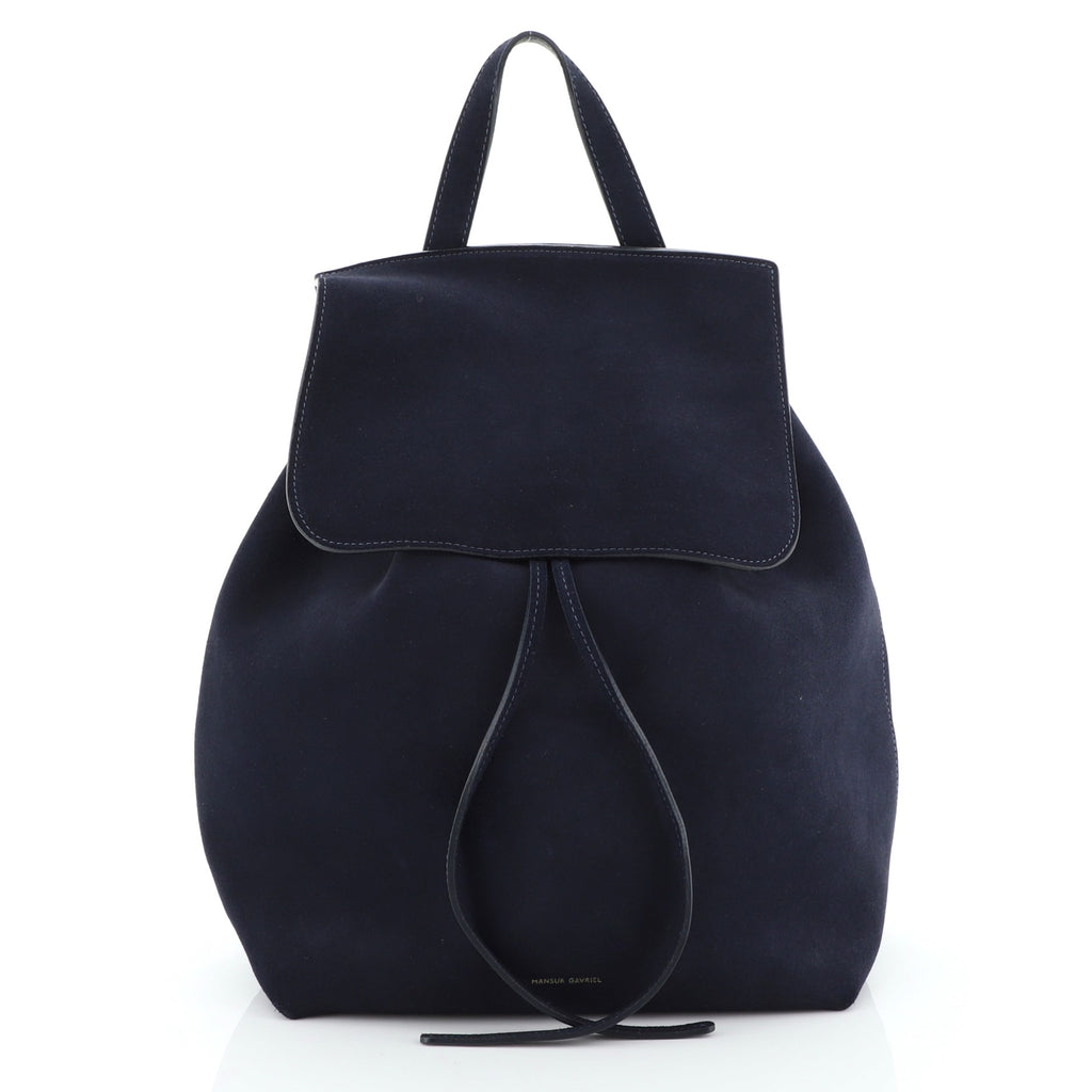 Mansur Gavriel Drawstring Backpack Suede Mini Blue 479785