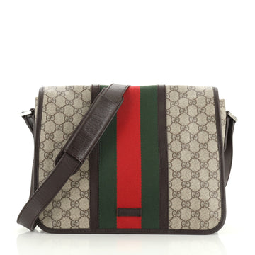 Gucci Web Flap Messenger Bag GG Coated Canvas Medium