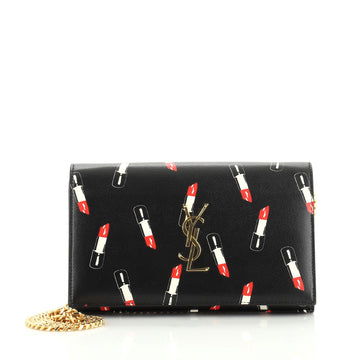 Saint Laurent Classic Monogram Wallet on Chain Printed Leather 