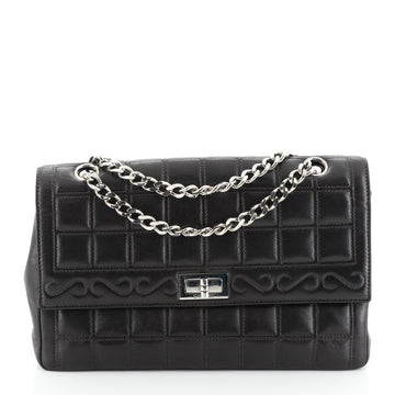 Chanel Vintage Chocolate Bar Mademoiselle Chain Flap Bag Quilted Leather Medium