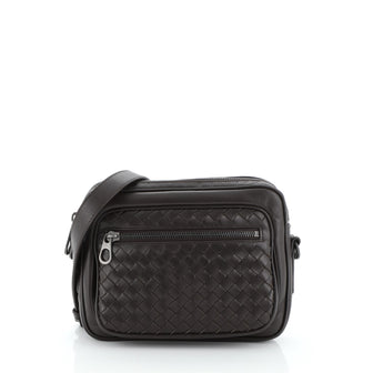 Bottega Veneta Front Pocket Crossbody Bag Leather and Intrecciato Nappa Small