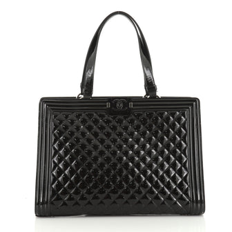 Chanel Boy Shopping Tote Quilted Plexiglass Patent Large