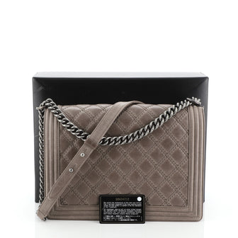Chanel Double Stitch Boy Flap Bag Quilted Calfskin Large