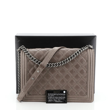 Chanel Double Stitch Boy Flap Bag Quilted Calfskin Large