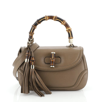 Gucci New Bamboo Convertible Top Handle Bag Leather Medium