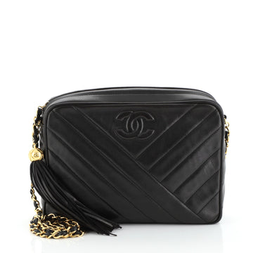 Chanel Vintage Chevron Camera Bag Quilted Leather Small