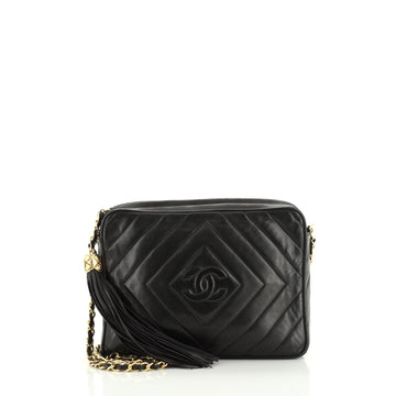 Chanel Vintage Chevron Camera Bag Quilted Leather Small