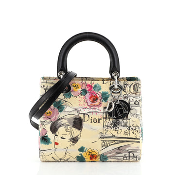 Christian Dior Vintage Lady Dior Bag Printed Canvas Medium