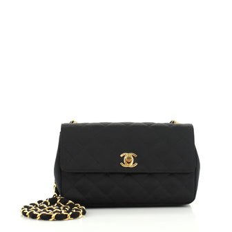 Chanel Vintage CC Chain Flap Bag Quilted Satin Mini