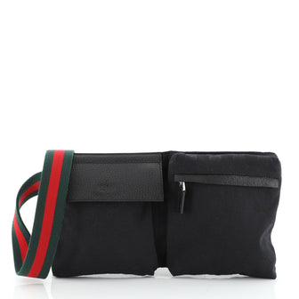 Gucci Vintage Double Belt Bag GG Canvas 