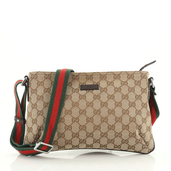 Gucci Web Zip Crossbody GG Canvas Small