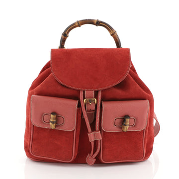 Gucci Vintage Bamboo Backpack Suede Medium