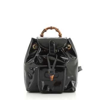 Gucci Vintage Bamboo Backpack Patent Mini