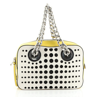 Prada City Fori Chain Shoulder Bag Perforated Calfskin Small